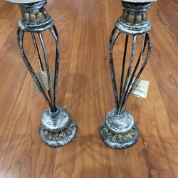 Silver Candle Holders New