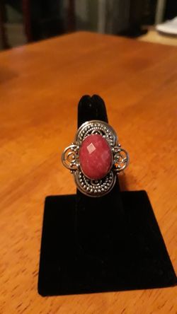 Beautiful Large Natural Ruby silver ring