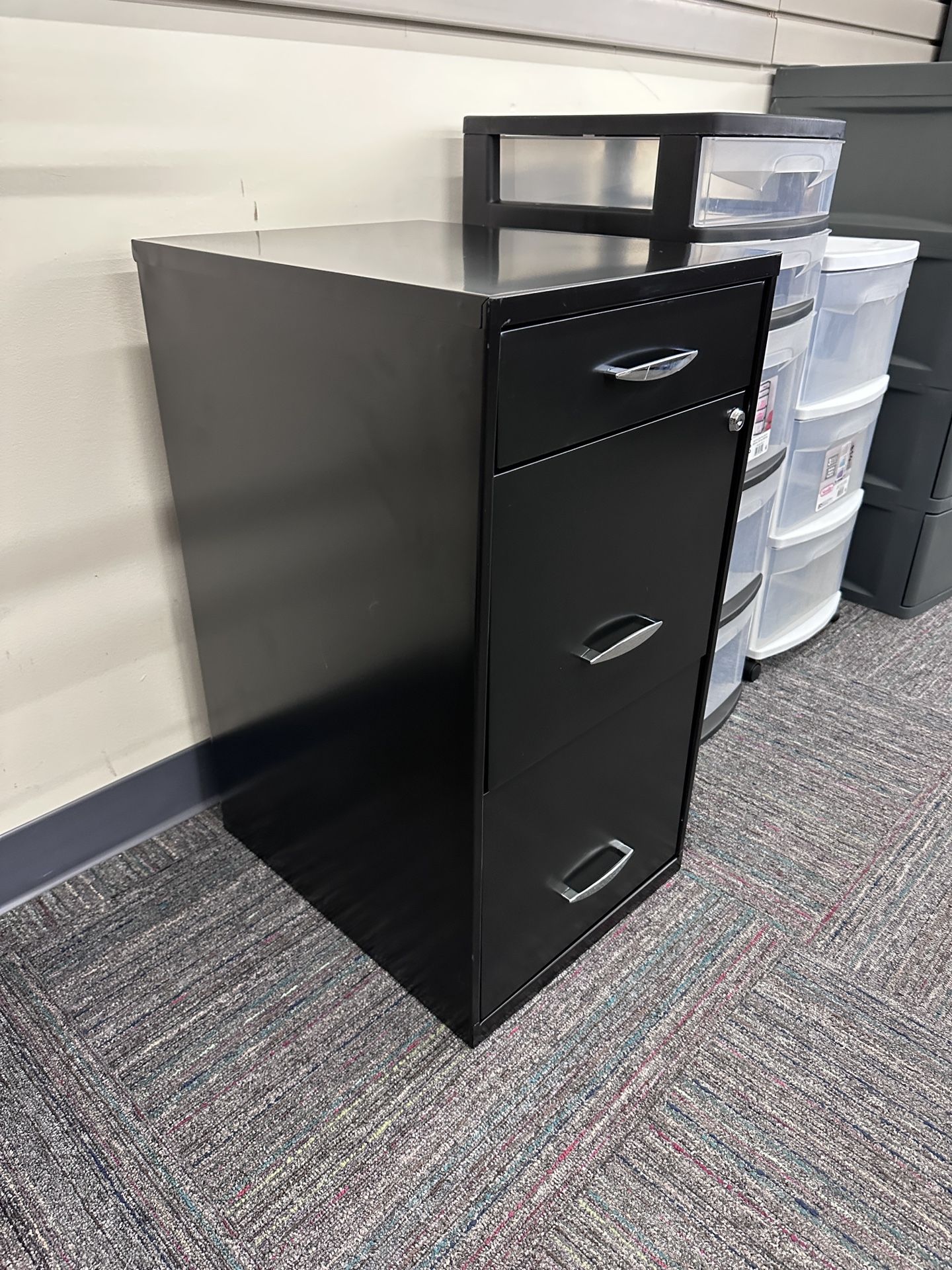3-Drawer Vertical File Cabinet with Pencil Drawer β Black Steel, Lockable & Compact ποΈ