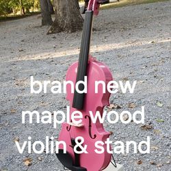 Brand New Maple Wood Violin With A Beautiful Powder Pink Finish, Stand And Pedestal Included 