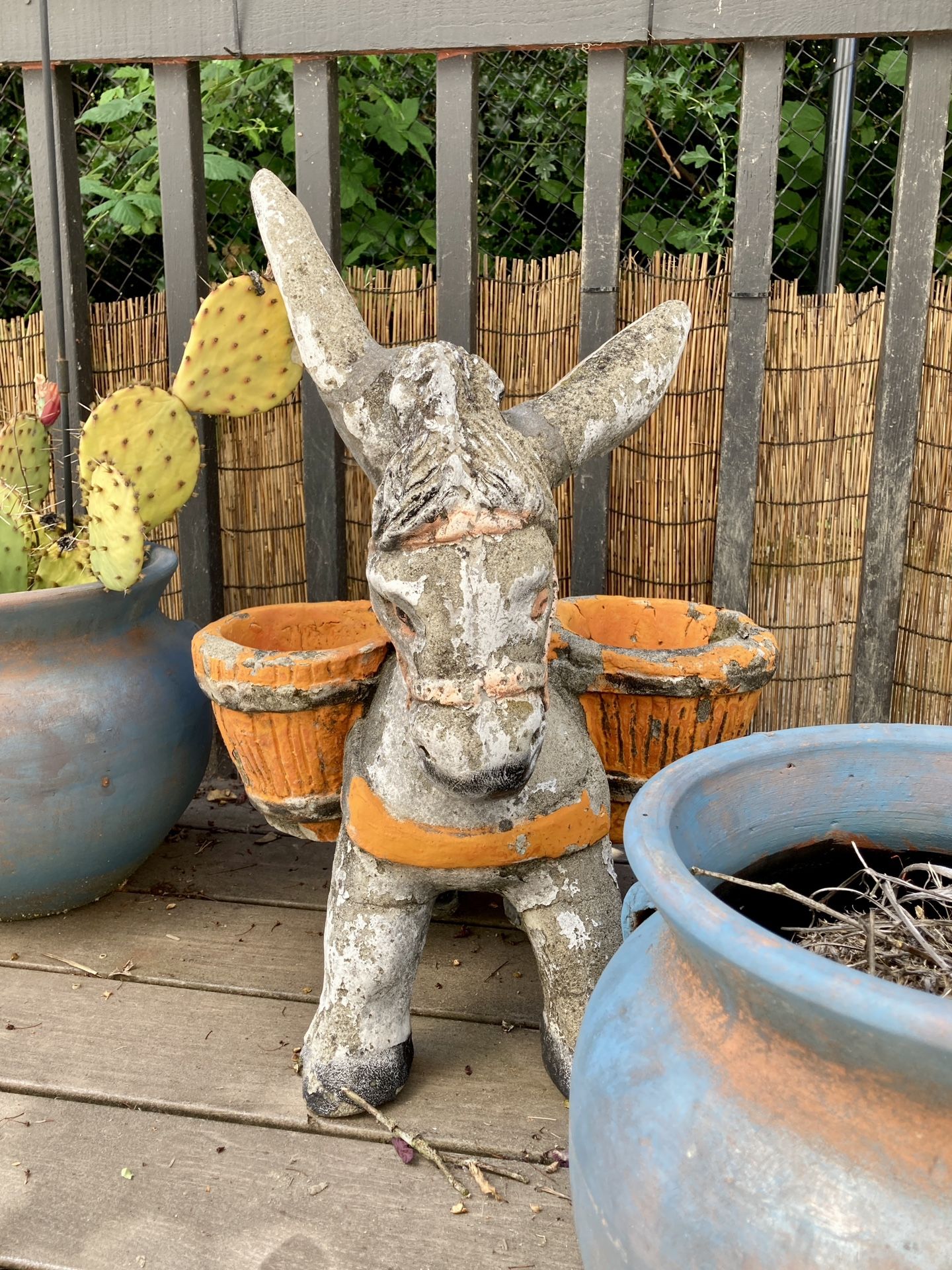 Donkey Planter Cactus Flower Pots Vintage Cement Clay Lot
