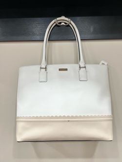 Kate Spade Tote Bag White Beige Gold Hardware Work Laptop Bag 18”