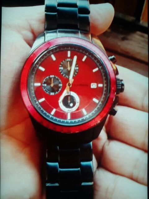 Black and red Express watch