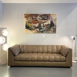 De Sede Style Brown Leather Sofa