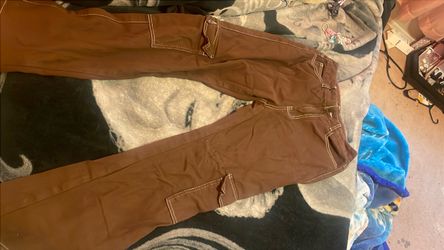 Brown Cargo Pants with Contrast heart Stitching