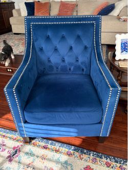 Royal Blue Velvet Button & Tuft Chair