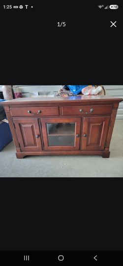 Cherry Wood TV stand aprox 55in