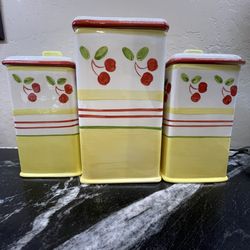 Cherry Design Ceramic Canisters