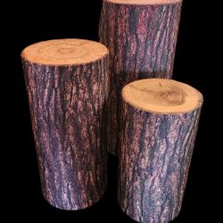 5 White Cylinder With Wood, Blue Or Black Covers For Parties. Mario And Sonic Backdrop Also Available