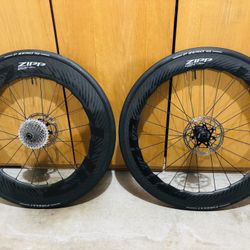 Perfect Condition Zipp 454/858 Wheels + Pirelli P Zero Race TLR Tires