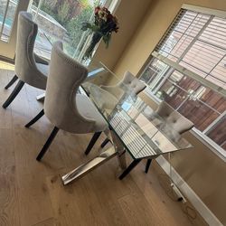 Z Gallery Silver And Glass Kitchen Table 