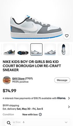Nike white gray blue court borough sneakers