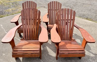 Set of 4 T&L Western Red Cedar Adirondack Chairs + Weatherproof Covers