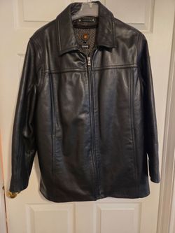 Black Leather Zip-Up Jackets