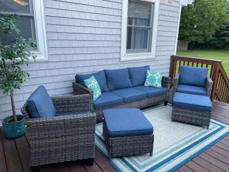 Ovios Outdoor Patio Conversation Set New Vultros 5-Piece High Back Sofa Set with Cushions