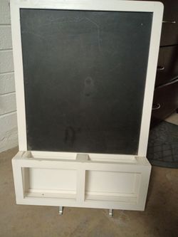 White Wood Chalkboard with Storage Base