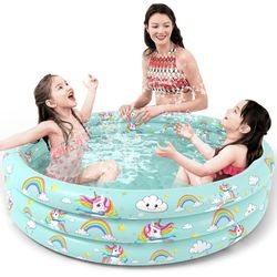 Inflatable Baby Kiddie Pool - Kids Paddling Pool Toddler Baby Swimming Pool Blow Up Ball Pit Pool Infant Wading Pool for Backyard (51in Unicorn)