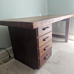 Vintage 1930s Solid Oak Executive Desk - NY Hospital Estate
