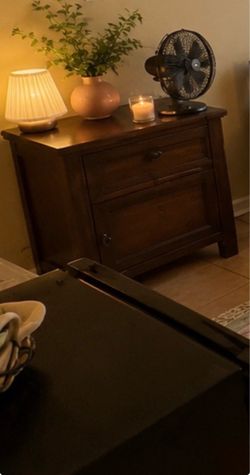 Dark Wood Dresser with Drawers and Cabinet