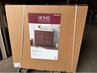 Home Decorators Collection Sedgewood 36 inch Bathroom Vanity & Arctic Top – Dark Cognac