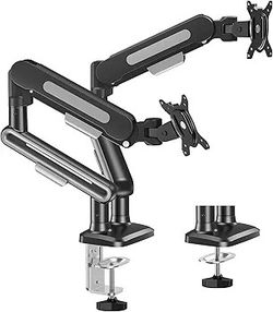 MOUNT PRO Dual Monitor Desk Mount, Pneumatic Monitor Arms for 2 Monitors Max 39 Inches, Adjustable Dual Computer Monitor Stand Each Arm Holds up to 26