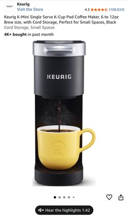 black Keurig k-mini K-cup pod coffee maker 6 to 12 oz
