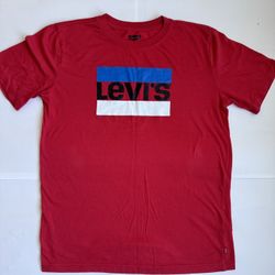 Unisex Boys Levi’s Athletic Tee  Red Short Sleeve Fit Extra Large