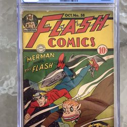 Flash Comics #58 (1944) CGC 4.0 — Flash Meets The Merman; Gardner Fox & Hibbard