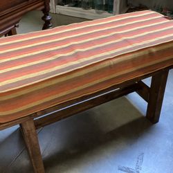 Sturdy Wood Bench With Cushion 33Wx19Hx12D