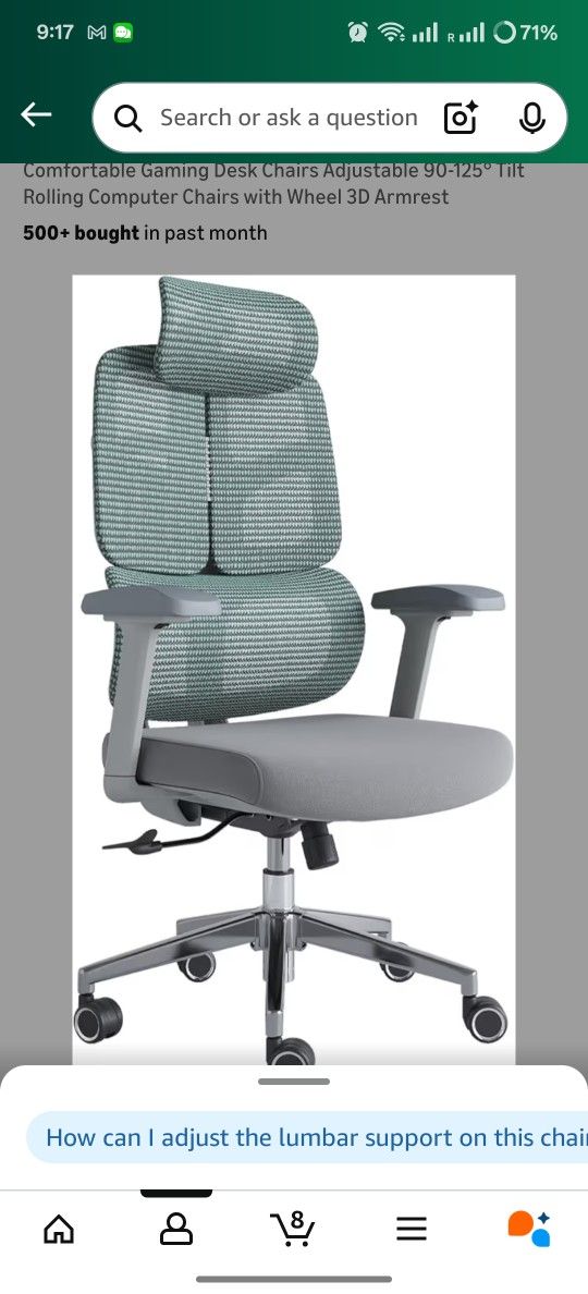 Ergonomic Office Chair 500 LBS Home Mesh Office Chair Comfortable Gaming Desk Chairs Adjustable 90 125° Tilt Rolling Computer Chairs with Wheel 3D Arm