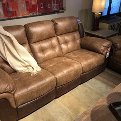 Chai Brown Microfiber Reclining Living Room Set / couches  / Sofa and Loveseat 