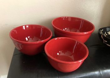 Red serving bowls