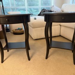 Two Black Distressed End Tables