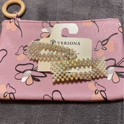 Hair Clips/ Barrettes W Pouch