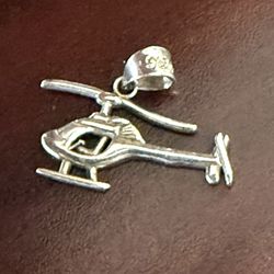 925 Sterling Silver Helicopter Pendant 