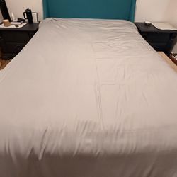 Queen Mattress, Bed Frame And Mattress Topper