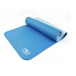 Athletic Works Two Tone Fitness Mat, 10mm, 72inx24in, Blue Color, NBR Foam, with Carry Strap