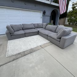 Gray Five Piece Modular Cloud Couch 