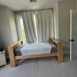 Twin Bed Frame In Natural Wood Color. 