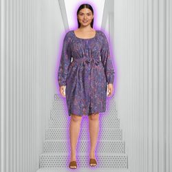 Terra & Sky Women's Plus Size Shirred Mini Dress, Size 2X