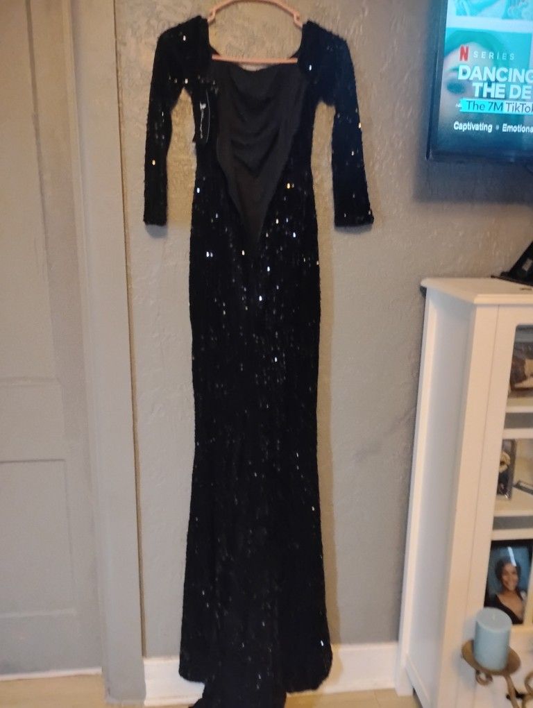 Black Long Sequin Dress