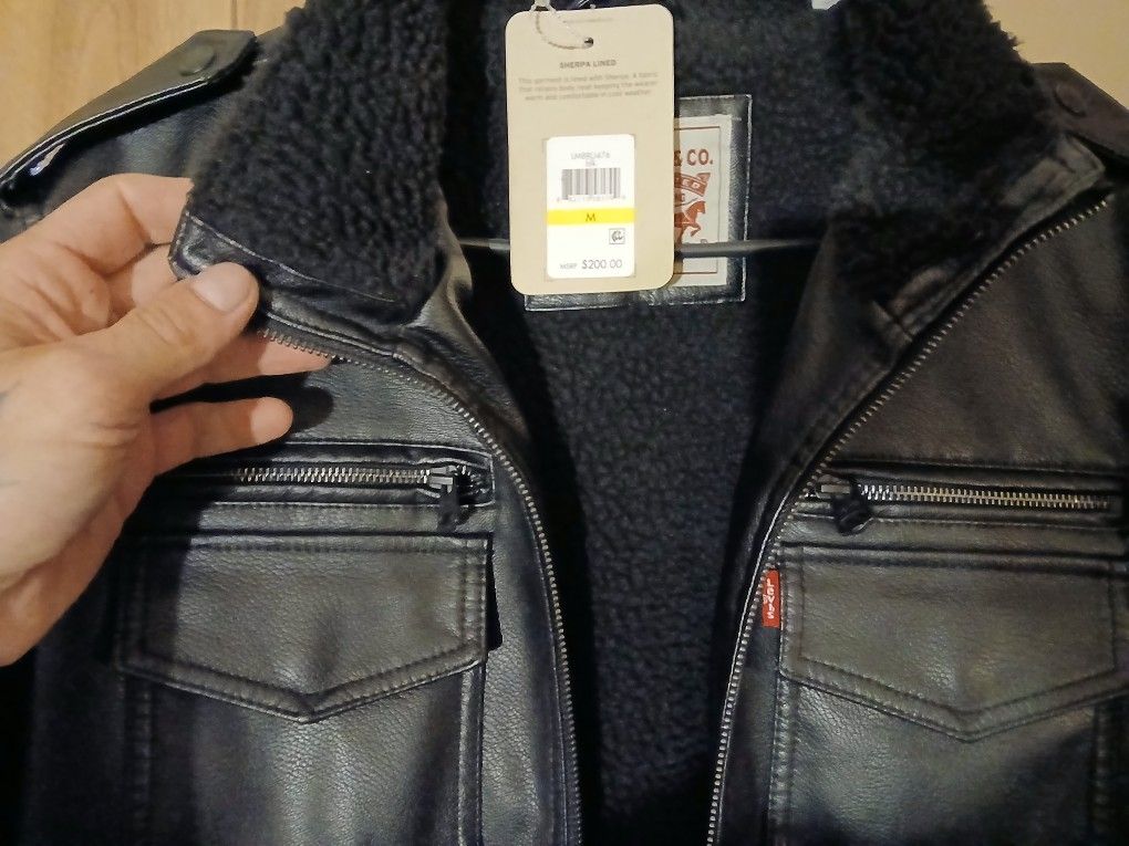 Levis Leather Jacket Brand New Size M