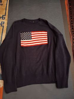 Cotton Navy Sweater with Flag Detailing