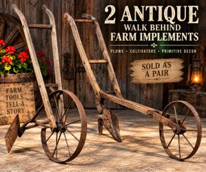 2 Antique Walk Behind Farm Plows / Cultivators – Primitive Farm Tools – Rustic Decor