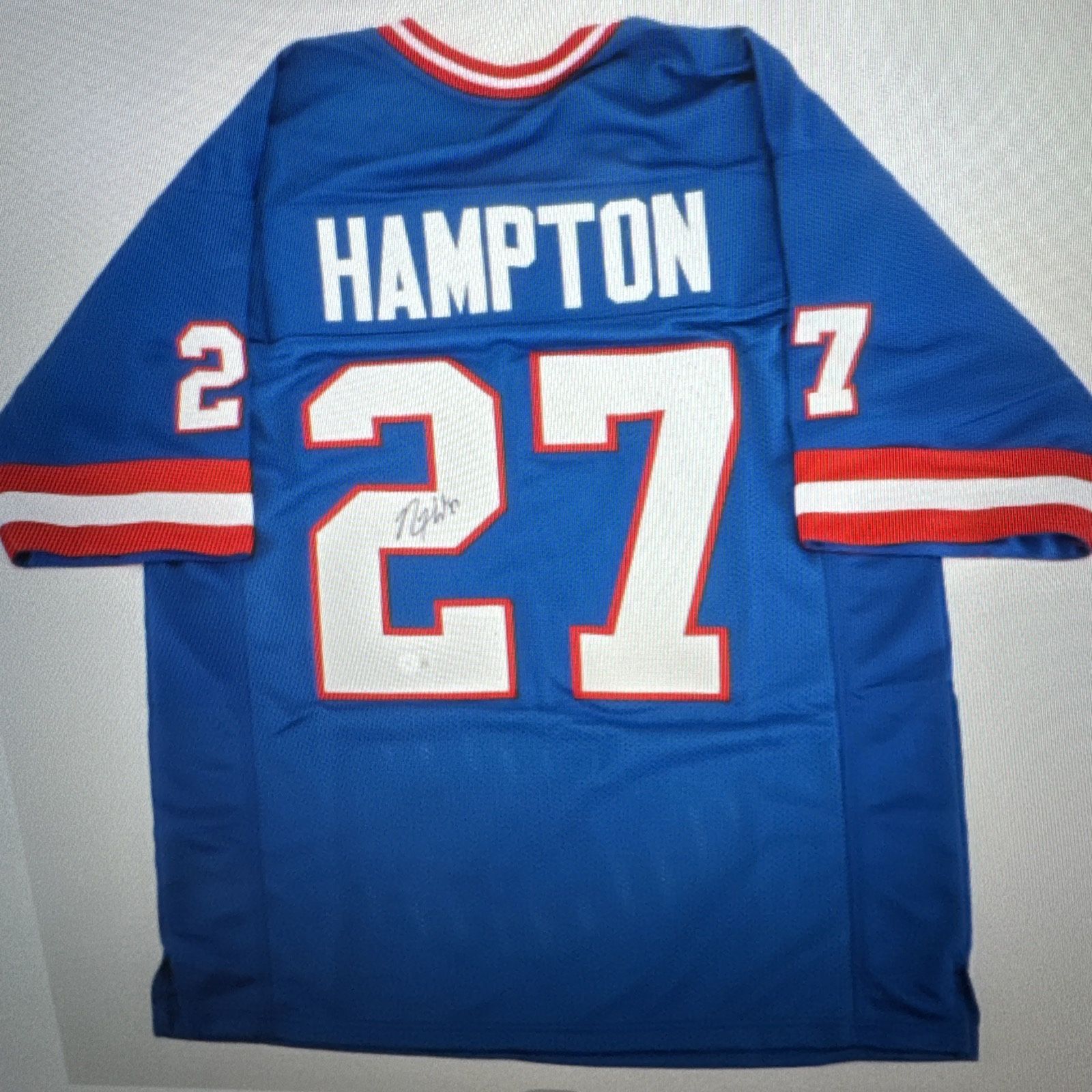 Rodney Hampton Signed Custom NY Giants Jersey BECKETT BAS Arkansas Razorbacks