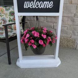 Flower Pot Hanging Planter Basket Stand House Welcome Sign 