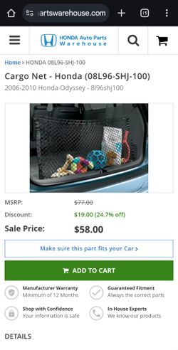 Trunk Cargo Net For Honda Or Other Vehicles