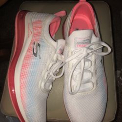 Skechers Skech Air Stretch Fit Training White to Blue to Hot Pink Womens Size 6