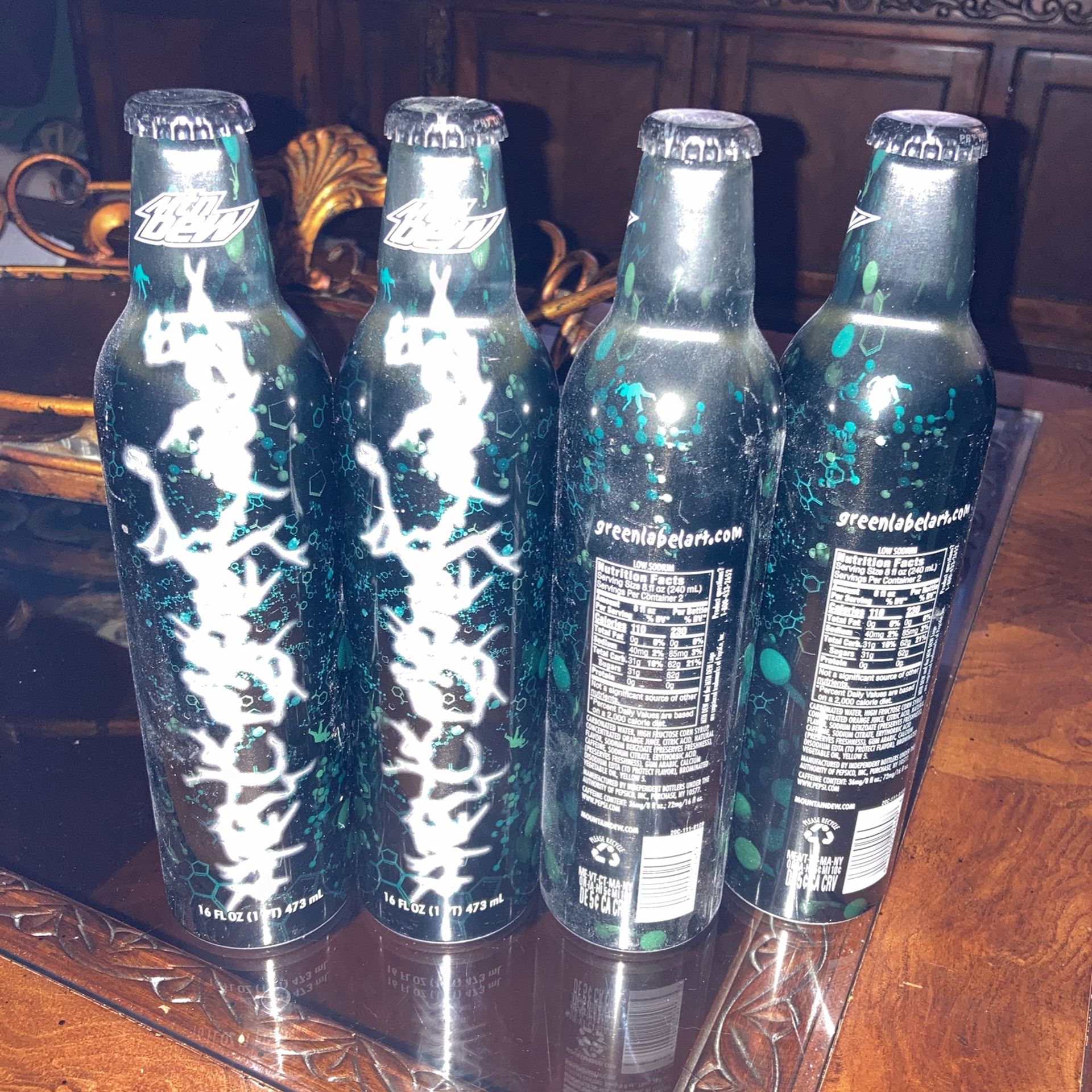 Mtn Dew Green label Art Bottles