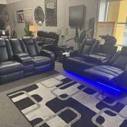 OM• $38 Initial • Brand New Flyne Dyme Power Reclining Sofa And Loveseat 
